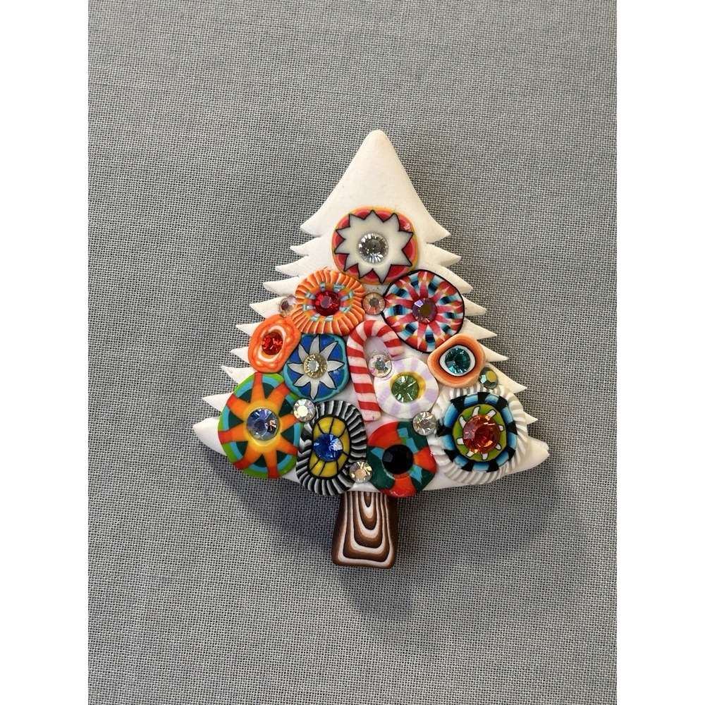 Billie Beads‎ Christmas Tree Clay Bejeweled Millefiori Pin 2020 Fine Scratches